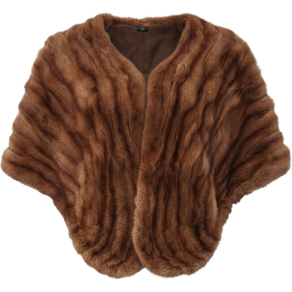Vintage Goldsteins Furs Birmingham Brown Mink Fur Stole Wrap Capelet Women OS